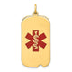 14K Dogtag Red Enameled Medical Jewelry Pendant