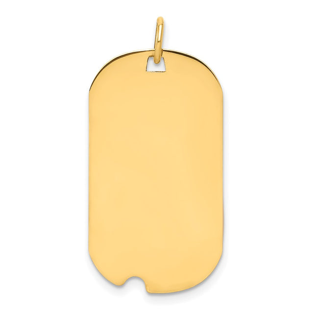 14k Plain .018 Gauge Engraveable Dog Tag w/Notch Disc Charm, 30 x 16mm