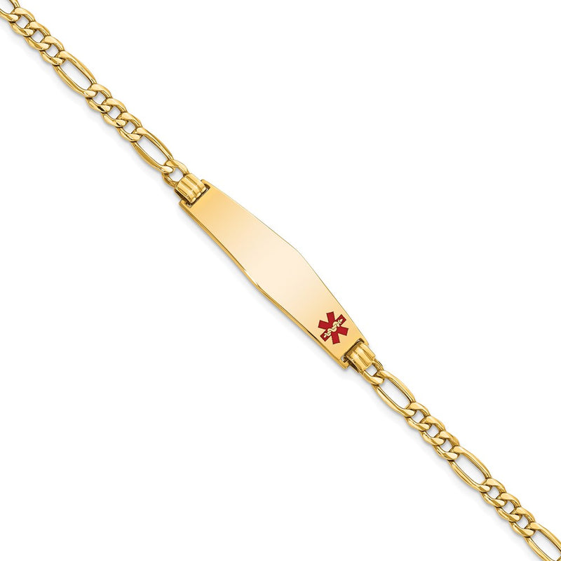 14K gold figaro link plate ID bracelet