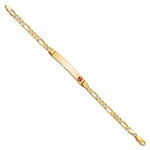 14K Medical Solid Chain/Solid Plate Off-Center Red Enamel Figaro Link7 inch ID Bracelet view