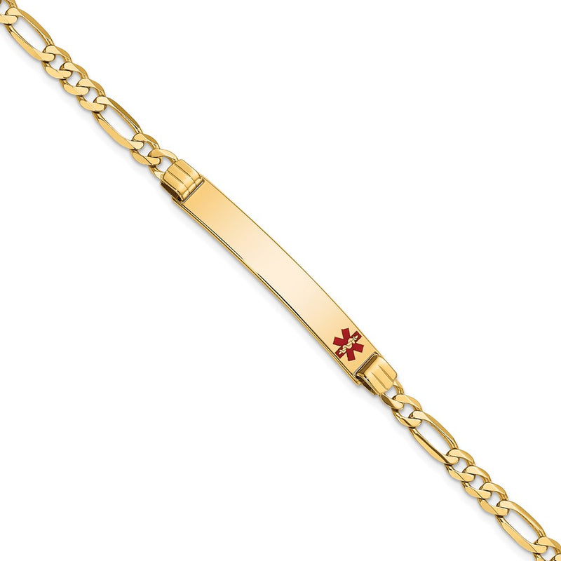14K gold figaro link plate ID bracelet