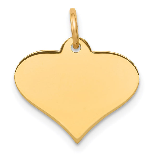 14k Plain .027 Gauge Engraveable Heart Disc Charm, 16 x 16mm