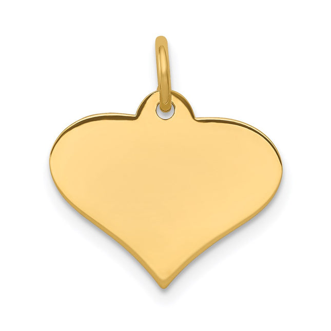 14k Plain .011 Gauge Engraveable Heart Disc Charm, 19 x 18mm