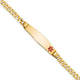 14K Medical Solid Chain/Solid Plate Soft Diamond Shape Off-Center Red Enamel Curb Link ID Bracelet, 7 x 9mm (FC-7)