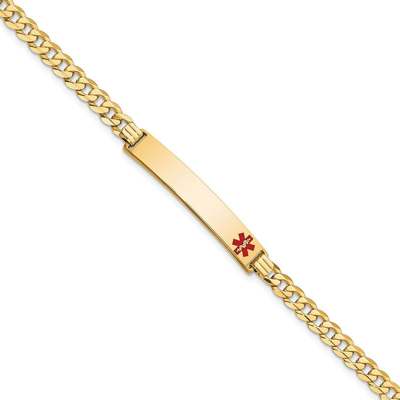 14K gold curb link plate ID bracelet