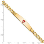 14K Medical Solid Chain/Solid Plate Soft Diamond Shape Centered Red Enamel Curb Link ID Bracelet, 7 x 9mm view