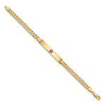14K Medical Solid Chain/Solid Plate Centered Red Enamel Curb Link ID Bracelet, 7 x 6.5mm view