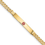 14K Medical Solid Chain/Solid Plate Centered Red Enamel Curb Link ID Bracelet, 7 x 6.5mm view