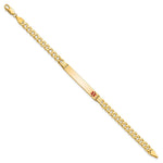 14K Medical Solid Chain/Solid Plate Off-Center Red Enamel Curb Link ID Bracelet, 7 x 6.5mm view