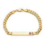 14K Medical Solid Chain/Solid Plate Off-Center Red Enamel Curb Link ID Bracelet, 7 x 6.5mm view