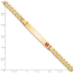 14K Medical Solid Chain/Solid Plate Off-Center Red Enamel Curb Link ID Bracelet, 7 x 6.5mm view