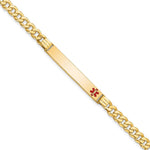 14K Medical Solid Chain/Solid Plate Off-Center Red Enamel Curb Link ID Bracelet, 7 x 6.5mm view