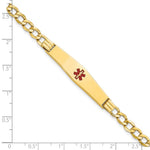 14K Medical Semi-Solid Chain/Solid Plate Soft Diamond Shape Centered Red Enamel Curb Link ID Bracelet, 7 x 9mm view