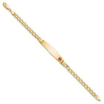 14K Medical Semi-Solid Chain/Solid Plate Soft Diamond Shape Off-Center Red Enamel Cuban Link ID Bracelet, 7 x 9mm view