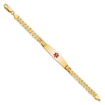 14K Medical Solid Chain/Solid Plate Soft Diamond Shape Centered Red Enamel Curb Link ID Bracelet, 7 x 9.5mm view