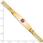 14K Medical Solid Chain/Solid Plate Soft Diamond Shape Centered Red Enamel Curb Link ID Bracelet, 7 x 9.5mm view