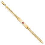 14K Medical Solid Chain/Solid Plate Centered Red Enamel Curb Link ID Bracelet, 7 x 8mm view