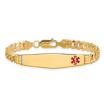 14K Medical Solid Chain/Solid Plate Soft Diamond Shape Off-Center Red Enamel Curb Link ID Bracelet, 7 x 9.5mm view