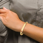 14K Medical Solid Chain/Solid Plate Off-Center Red Enamel Curb Link ID Bracelet, 7 x 7.8mm view