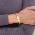 14K Medical Semi-Solid Chain/Solid Plate Soft Diamond Shape Off-Center Red Enamel Figaro Link ID Bracelet, 7 x 9.5mm view