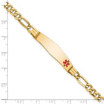 14K Medical Semi-Solid Chain/Solid Plate Soft Diamond Shape Off-Center Red Enamel Figaro Link ID Bracelet, 7 x 9.5mm view
