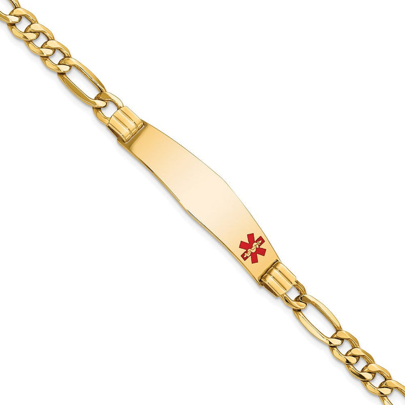 14K gold figaro link plate ID bracelet