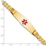 14K Medical Solid Chain/Solid Plate Soft Diamond Shape Centered Red Enamel Curb Link ID Bracelet, 7 x 13.5mm view