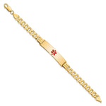 14K Medical Solid Chain/Solid Plate Centered Red Enamel Curb Link ID Bracelet, 7 x 10.5mm view