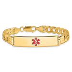 14K Medical Solid Chain/Solid Plate Centered Red Enamel Curb Link ID Bracelet, 7 x 10.5mm view