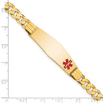 14K Medical Solid Chain/Solid Plate Soft Diamond Shape Off-Center Red Enamel Curb Link ID Bracelet, 7 x 13.5mm view