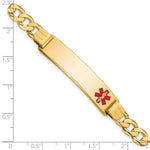 14K Medical Solid Chain/Solid Plate Off-Center Red Enamel Curb Link ID Bracelet, 7 x 10.5mm view