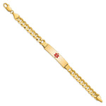 14K Medical Solid Chain/Solid Plate Centered Red Enamel Curb Link ID Bracelet, 8 x 10.5mm view