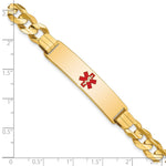 14K Medical Solid Chain/Solid Plate Centered Red Enamel Curb Link ID Bracelet, 8 x 10.5mm view