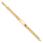 14K Medical Solid Chain/Solid Plate Soft Diamond Shape Off-Center Red Enamel Curb Link ID Bracelet, 8 x 13.5mm view