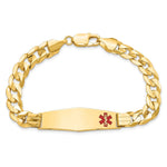 14K Medical Solid Chain/Solid Plate Soft Diamond Shape Off-Center Red Enamel Curb Link ID Bracelet, 8 x 13.5mm view