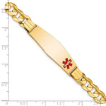 14K Medical Solid Chain/Solid Plate Soft Diamond Shape Off-Center Red Enamel Curb Link ID Bracelet, 8 x 13.5mm view