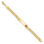 14K Medical Solid Chain/Solid Plate Off-Center Red Enamel Curb Link ID Bracelet, 8 x 10.5mm view