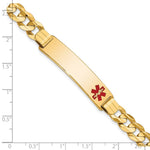 14K Medical Solid Chain/Solid Plate Off-Center Red Enamel Curb Link ID Bracelet, 8 x 10.5mm view