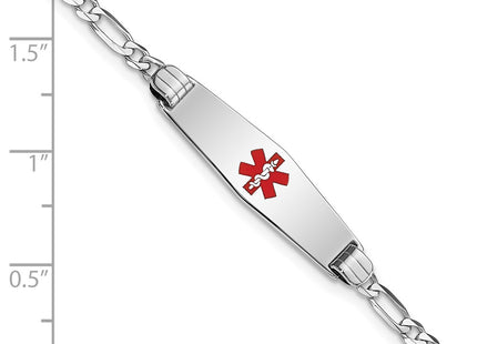 14K white gold figaro link plate ID bracelet, alternate view