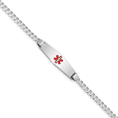 14K white gold curb link plate ID bracelet