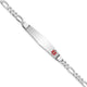 14K White Gold Medical Solid Chain/Solid Plate Soft Diamond Shape 37x9mm Off-Center Red Enamel Figaro Link ID Bracelet