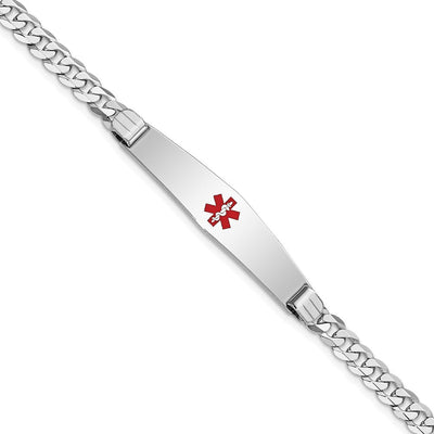 14K white gold curb link plate ID bracelet