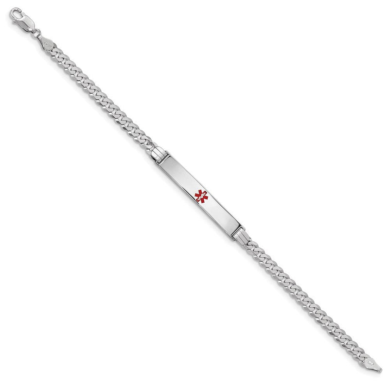14K white gold curb link plate ID bracelet