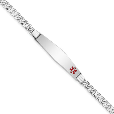 14K white gold curb link plate ID bracelet