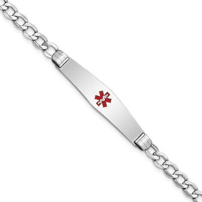 14K white gold curb link plate ID bracelet
