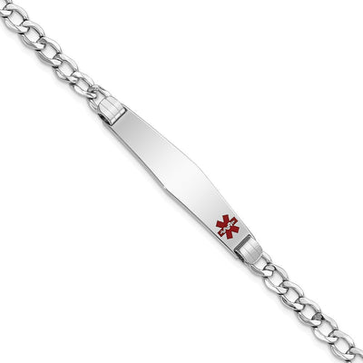 14K white gold cuban link plate ID bracelet