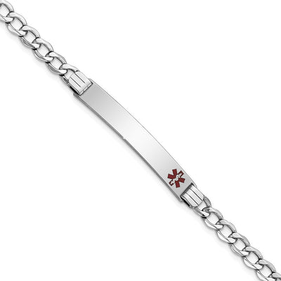 14K white gold curb link plate ID bracelet