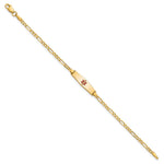 14K Medical Solid Chain/Solid Plate Soft Diamond Shape Centered Red Enamel Figaro Link Baby/Child ID Bracelet view