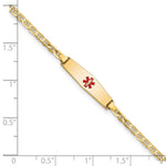 14K Medical Solid Chain/Solid Plate Soft Diamond Shape Centered Red Enamel Flat Anchor Link Baby/Child ID Bracelet view