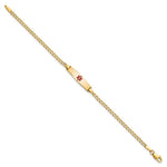 14K Medical Semi-Solid Chain/Solid Plate Soft Diamond Shape Centered Red Enamel Cuban Link Baby/Child ID Bracelet view